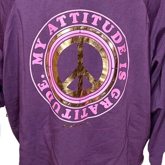 Spiritual Gangster NWT purple Izzy gratitude graphic cropped sweatshirt size XL - Picture 7 of 15
